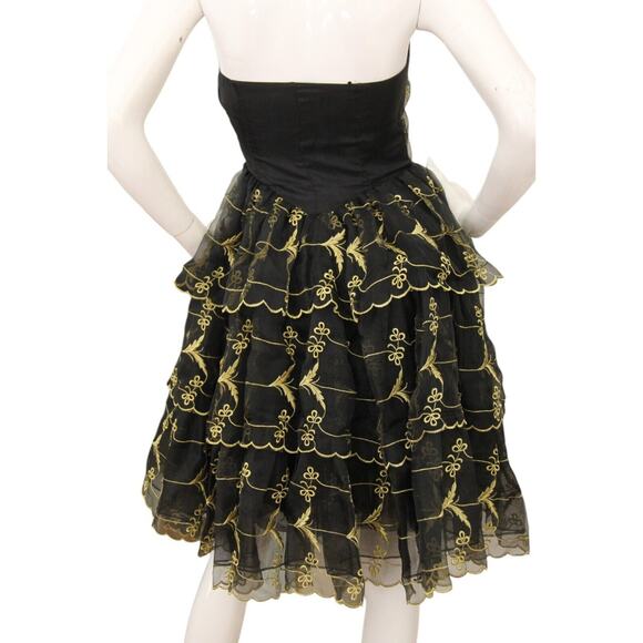 Betsey Johnson Vintage y2k Tiered Bow Party Dress Embroidered Dark Coquette - Picture 4 of 9